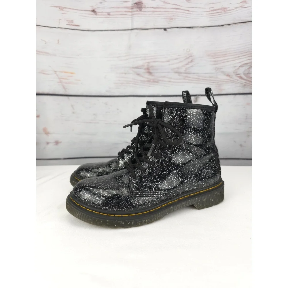 Kids Children's‎ Dr Martens Boots Cosmic Glitter Combat Lace Up Zip Youth Size 3